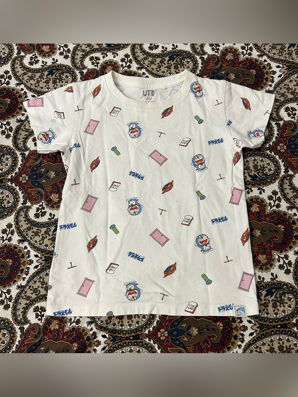 Uniqlo UT Doraemon All Over Print Tee Kids 3-4Y Kawaii Anime Shirt
